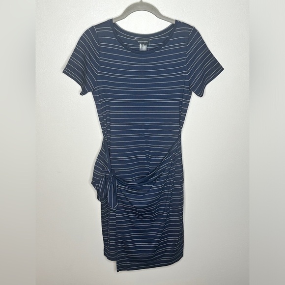 Club Monaco Twansia Dress Blue White Stripe Side Twist Tie Waist NWT - Picture 2 of 6